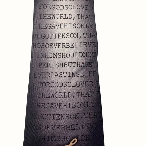 Eagles Wings John 3:16 Black Silk Tie With Gold Cross & Bible Scripture (Mix & M - Picture 5 of 8